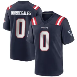 New England Patriots Youth Game Navy Blue Team Color Jersey (0 Andres Borregales)
