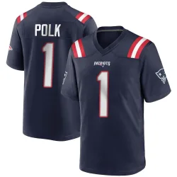 New England Patriots Youth Game Navy Blue Team Color Jersey (1 Ja'Lynn Polk)