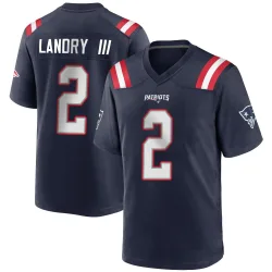 New England Patriots Youth Game Navy Blue Team Color Jersey (2 Harold Landry III)