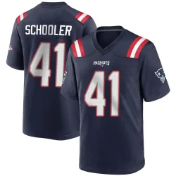 New England Patriots Youth Game Navy Blue Team Color Jersey (41 Brenden Schooler)