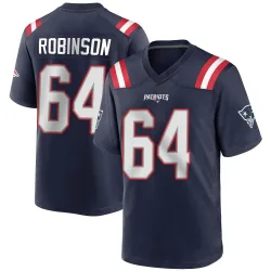 New England Patriots Youth Game Navy Blue Team Color Jersey (64 Layden Robinson)