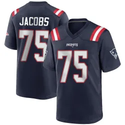 New England Patriots Youth Game Navy Blue Team Color Jersey (75 Demontrey Jacobs)