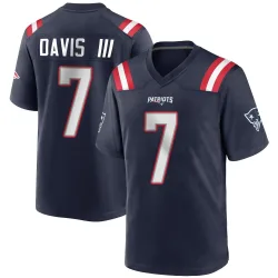 New England Patriots Youth Game Navy Blue Team Color Jersey (7 Carlton Davis III)