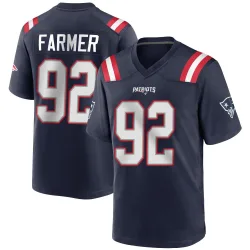 New England Patriots Youth Game Navy Blue Team Color Jersey (92 Joshua Farmer)