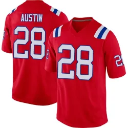 New England Patriots Youth Game Red Alternate Jersey (28 Alex Austin)