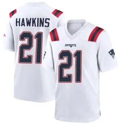 New England Patriots Youth Game White Jersey (21 Jaylinn Hawkins)