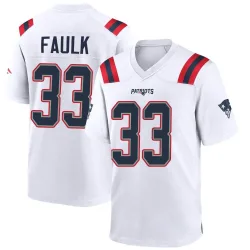 New England Patriots Youth Game White Jersey (33 Kevin Faulk)