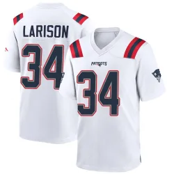 New England Patriots Youth Game White Jersey (34 Lan Larison)