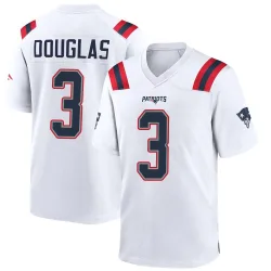 New England Patriots Youth Game White Jersey (3 DeMario Douglas)