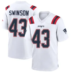 New England Patriots Youth Game White Jersey (43 Bradyn Swinson)