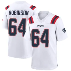 New England Patriots Youth Game White Jersey (64 Layden Robinson)