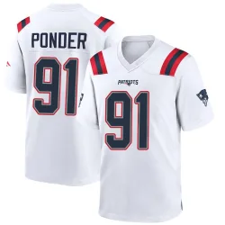 New England Patriots Youth Game White Jersey (91 Elijah Ponder)