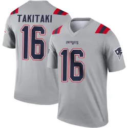 New England Patriots Youth Legend Gray Inverted Jersey (16 Sione Takitaki)