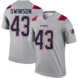 New England Patriots Youth Legend Gray Inverted Jersey (43 Bradyn Swinson)