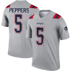 New England Patriots Youth Legend Gray Inverted Jersey (5 Jabrill Peppers)