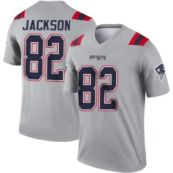 New England Patriots Youth Legend Gray Inverted Jersey (82 JaQuae Jackson)