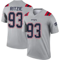 New England Patriots Youth Legend Gray Inverted Jersey (93 Jahvaree Ritzie)