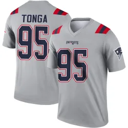 New England Patriots Youth Legend Gray Inverted Jersey (95 Khyiris Tonga)