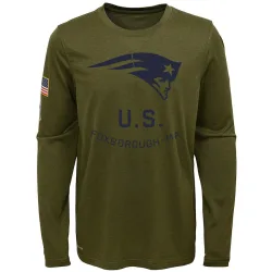 New England Patriots Youth Legend Olive 2018 Salute to Service Performance Long Sleeve T-Shirt