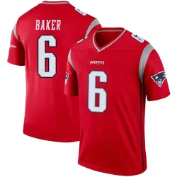 New England Patriots Youth Legend Red Inverted Jersey (6 Javon Baker)