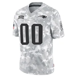 New England Patriots Youth Limited Arctic Camo 2024 Salute to Service Jersey (00 Custom)
