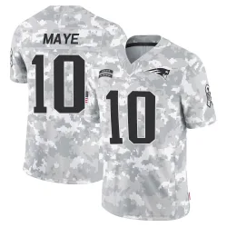 New England Patriots Youth Limited Arctic Camo 2024 Salute to Service Jersey (10 Drake Maye)