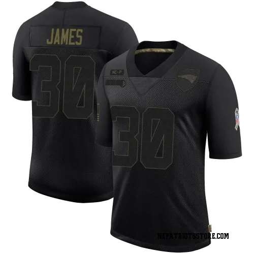 New England Patriots Youth Limited Black 2020 Salute To Service Jersey (30 DJ James)
