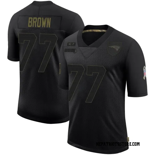 New England Patriots Youth Limited Black 2020 Salute To Service Jersey (77 Ben Brown)