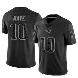 New England Patriots Youth Limited Black Reflective Jersey (10 Drake Maye)