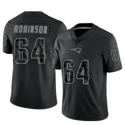 New England Patriots Youth Limited Black Reflective Jersey (64 Layden Robinson)