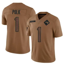 New England Patriots Youth Limited Brown 2023 Salute To Service Jersey (1 Ja'Lynn Polk)