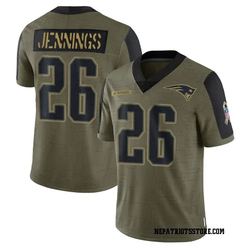 New England Patriots Youth Limited Olive 2021 Salute To Service Jersey (26 Terrell Jennings)