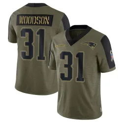 New England Patriots Youth Limited Olive 2021 Salute To Service Jersey (31 Craig Woodson)