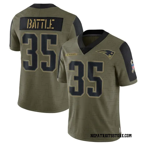 New England Patriots Youth Limited Olive 2021 Salute To Service Jersey (35 Miles Battle)