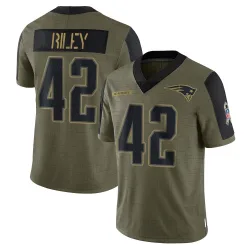 New England Patriots Youth Limited Olive 2021 Salute To Service Jersey (42 Cam Riley)