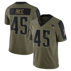 New England Patriots Youth Limited Olive 2021 Salute To Service Jersey (45 Monty Rice)