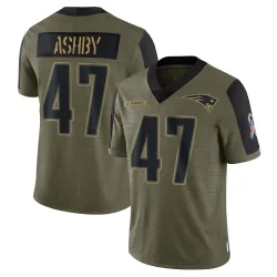New England Patriots Youth Limited Olive 2021 Salute To Service Jersey (47 Julian Ashby)