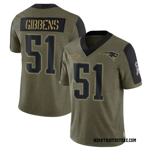 New England Patriots Youth Limited Olive 2021 Salute To Service Jersey (51 Jack Gibbens)