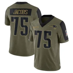 New England Patriots Youth Limited Olive 2021 Salute To Service Jersey (75 Demontrey Jacobs)