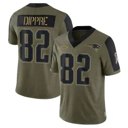 New England Patriots Youth Limited Olive 2021 Salute To Service Jersey (82 CJ Dippre)