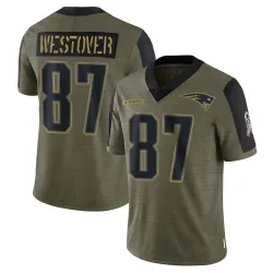New England Patriots Youth Limited Olive 2021 Salute To Service Jersey (87 Jack Westover)
