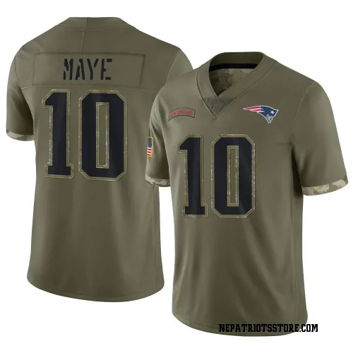New England Patriots Youth Limited Olive 2022 Salute To Service Jersey (10 Drake Maye)