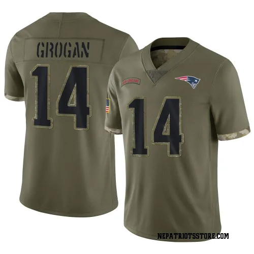 New England Patriots Youth Limited Olive 2022 Salute To Service Jersey (14 Steve Grogan)