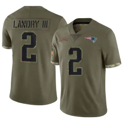 New England Patriots Youth Limited Olive 2022 Salute To Service Jersey (2 Harold Landry III)
