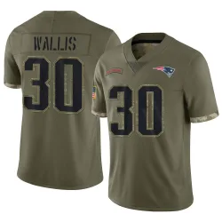 New England Patriots Youth Limited Olive 2022 Salute To Service Jersey (30 David Wallis)