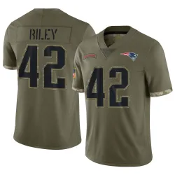 New England Patriots Youth Limited Olive 2022 Salute To Service Jersey (42 Cam Riley)