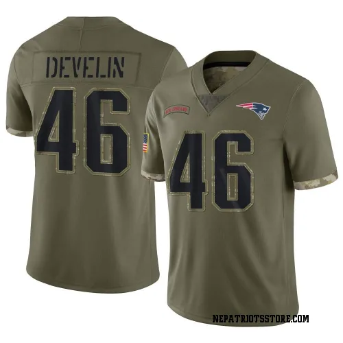 New England Patriots Youth Limited Olive 2022 Salute To Service Jersey (46 James Develin)