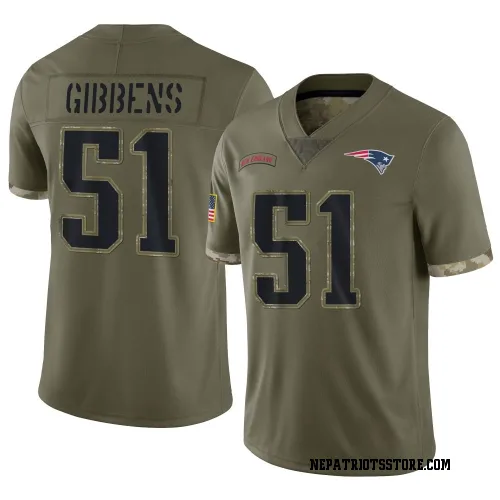 New England Patriots Youth Limited Olive 2022 Salute To Service Jersey (51 Jack Gibbens)