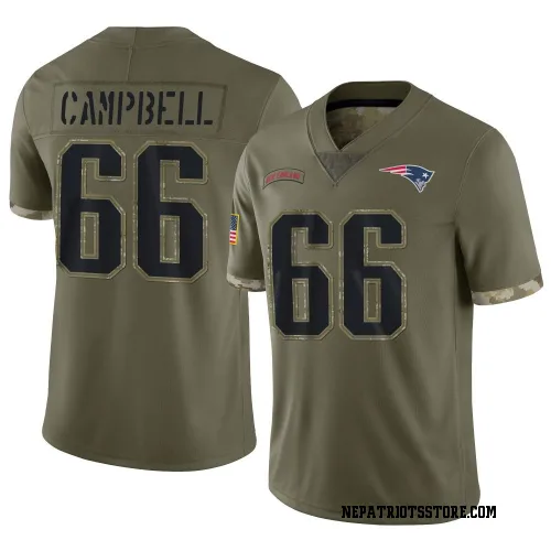 New England Patriots Youth Limited Olive 2022 Salute To Service Jersey (66 Will Campbell)