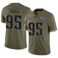 New England Patriots Youth Limited Olive 2022 Salute To Service Jersey (95 Khyiris Tonga)